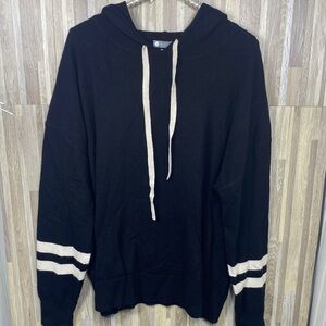 InCashmere Black and Cream Hooded Sweater